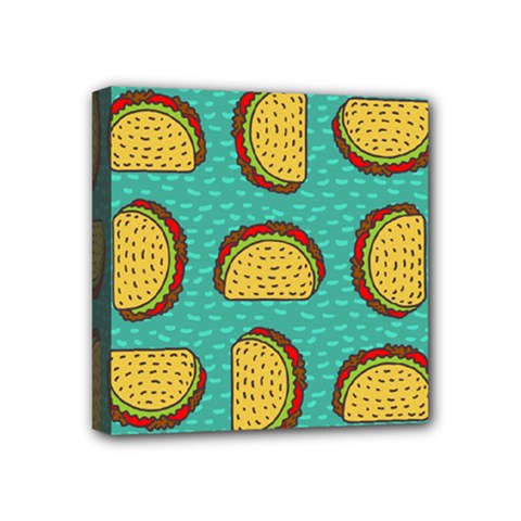 Taco Drawing Background Mexican Fast Food Pattern Mini Canvas 4  X 4  (stretched) by BangZart