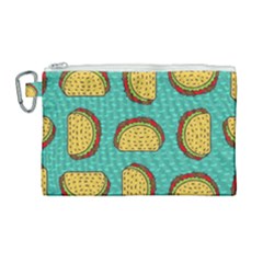 Taco Drawing Background Mexican Fast Food Pattern Canvas Cosmetic Bag (large) by BangZart