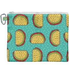 Taco Drawing Background Mexican Fast Food Pattern Canvas Cosmetic Bag (xxxl) by BangZart