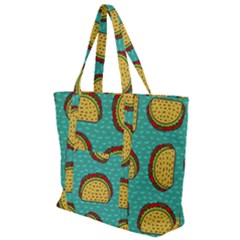 Taco Drawing Background Mexican Fast Food Pattern Zip Up Canvas Bag by BangZart