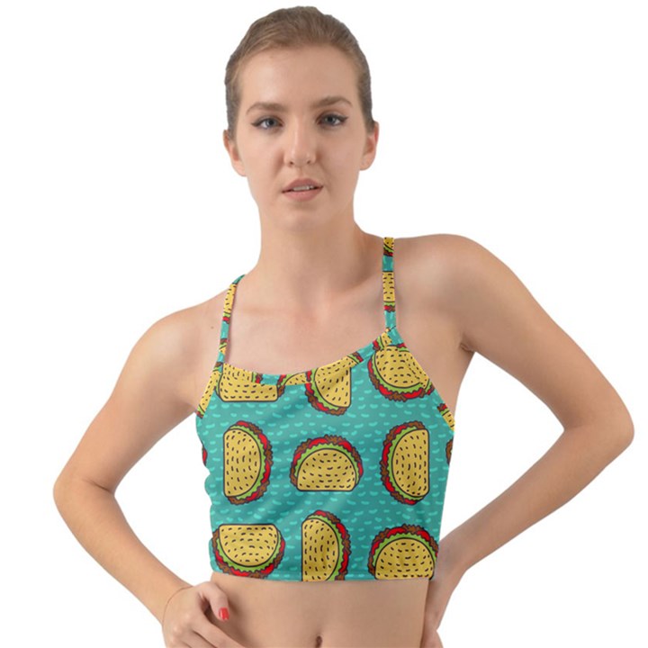 Taco drawing background mexican fast food pattern Mini Tank Bikini Top