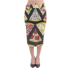 Vector Seamless Pattern With Italian Pizza Top View Midi Pencil Skirt by BangZart