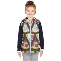 Vector Seamless Pattern With Italian Pizza Top View Kids  Hooded Puffer Vest by BangZart