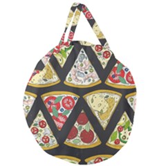 Vector Seamless Pattern With Italian Pizza Top View Giant Round Zipper Tote