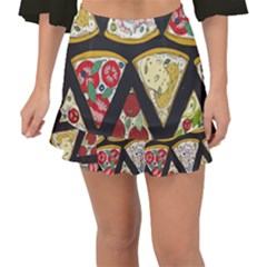 Vector Seamless Pattern With Italian Pizza Top View Fishtail Mini Chiffon Skirt by BangZart