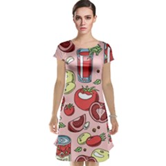 Tomato Seamless Pattern Juicy Tomatoes Food Sauce Ketchup Soup Paste With Fresh Red Vegetables Cap Sleeve Nightdress by BangZart