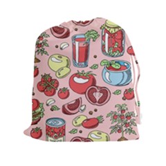 Tomato Seamless Pattern Juicy Tomatoes Food Sauce Ketchup Soup Paste With Fresh Red Vegetables Drawstring Pouch (2xl) by BangZart