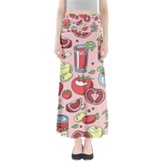 Tomato Seamless Pattern Juicy Tomatoes Food Sauce Ketchup Soup Paste With Fresh Red Vegetables Full Length Maxi Skirt by BangZart