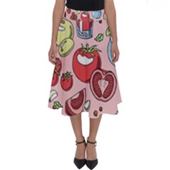 Tomato Seamless Pattern Juicy Tomatoes Food Sauce Ketchup Soup Paste With Fresh Red Vegetables Perfect Length Midi Skirt by BangZart