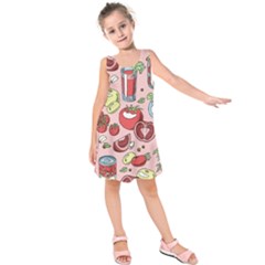 Tomato Seamless Pattern Juicy Tomatoes Food Sauce Ketchup Soup Paste With Fresh Red Vegetables Kids  Sleeveless Dress by BangZart