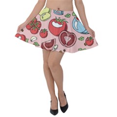 Tomato Seamless Pattern Juicy Tomatoes Food Sauce Ketchup Soup Paste With Fresh Red Vegetables Velvet Skater Skirt by BangZart