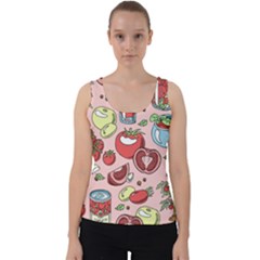 Tomato Seamless Pattern Juicy Tomatoes Food Sauce Ketchup Soup Paste With Fresh Red Vegetables Velvet Tank Top by BangZart