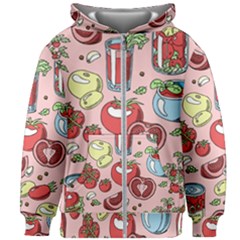 Tomato Seamless Pattern Juicy Tomatoes Food Sauce Ketchup Soup Paste With Fresh Red Vegetables Kids  Zipper Hoodie Without Drawstring by BangZart