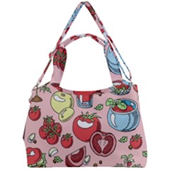 Tomato Seamless Pattern Juicy Tomatoes Food Sauce Ketchup Soup Paste With Fresh Red Vegetables Double Compartment Shoulder Bag by BangZart