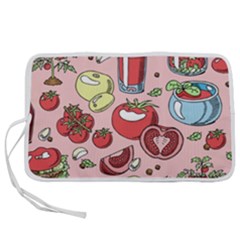 Tomato Seamless Pattern Juicy Tomatoes Food Sauce Ketchup Soup Paste With Fresh Red Vegetables Pen Storage Case (l) by BangZart