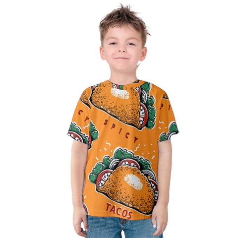 Seamless Pattern With Taco Kids  Cotton Tee by BangZart