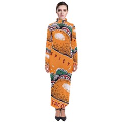 Seamless Pattern With Taco Turtleneck Maxi Dress by BangZart