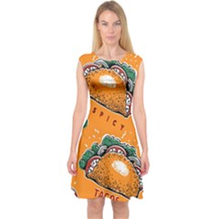 Seamless Pattern With Taco Capsleeve Midi Dress by BangZart