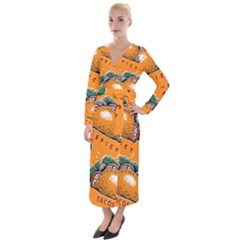 Seamless Pattern With Taco Velvet Maxi Wrap Dress by BangZart