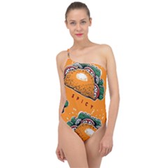 Seamless Pattern With Taco Classic One Shoulder Swimsuit by BangZart