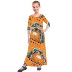 Seamless Pattern With Taco Kids  Quarter Sleeve Maxi Dress by BangZart