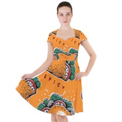 Seamless Pattern With Taco Cap Sleeve Midi Dress by BangZart