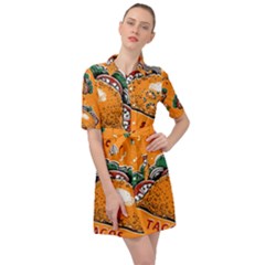 Seamless Pattern With Taco Belted Shirt Dress by BangZart