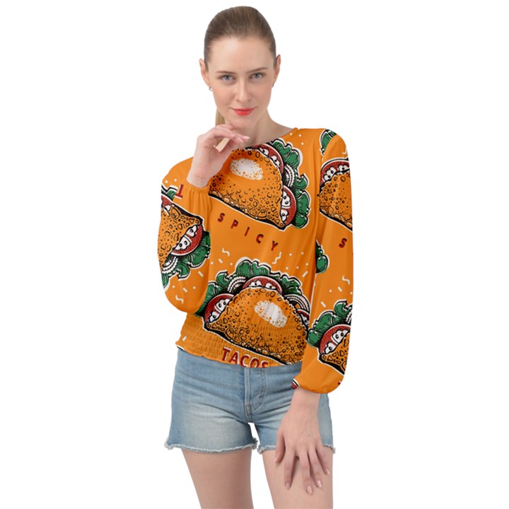 Seamless pattern with taco Banded Bottom Chiffon Top