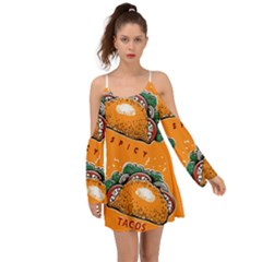 Seamless Pattern With Taco Kimono Sleeves Boho Dress by BangZart