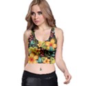 Fabulous colorful floral seamless Racer Back Crop Top View1