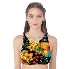 Fabulous Colorful Floral Seamless Tank Bikini Top by BangZart