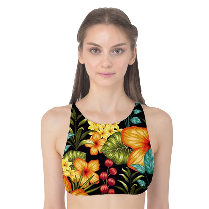 Fabulous colorful floral seamless Tank Bikini Top