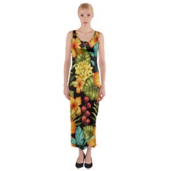 Fabulous Colorful Floral Seamless Fitted Maxi Dress by BangZart