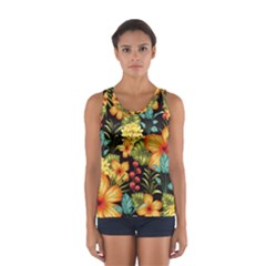 Fabulous Colorful Floral Seamless Sport Tank Top  by BangZart