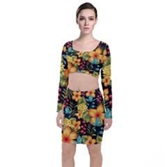 Fabulous Colorful Floral Seamless Top And Skirt Sets by BangZart