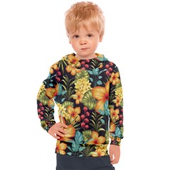 Fabulous Colorful Floral Seamless Kids  Hooded Pullover by BangZart