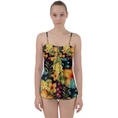 Fabulous Colorful Floral Seamless Babydoll Tankini Set by BangZart