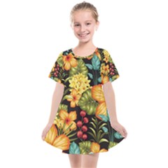 Fabulous Colorful Floral Seamless Kids  Smock Dress by BangZart