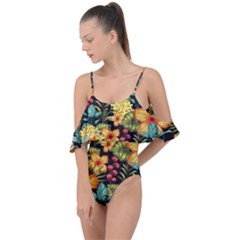 Fabulous Colorful Floral Seamless Drape Piece Swimsuit by BangZart