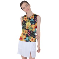 Fabulous Colorful Floral Seamless Women s Sleeveless Sports Top by BangZart