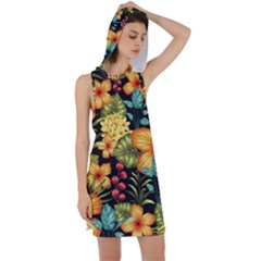 Fabulous Colorful Floral Seamless Racer Back Hoodie Dress by BangZart