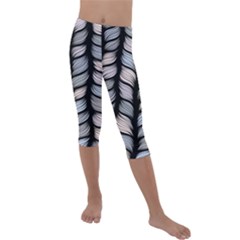 Seamless Pattern With Interweaving Braids Kids  Lightweight Velour Capri Leggings  by BangZart