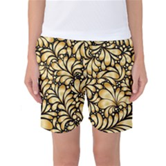 Damask Teardrop Gold Ornament Seamless Pattern Women s Basketball Shorts by BangZart