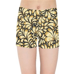 Damask Teardrop Gold Ornament Seamless Pattern Kids  Sports Shorts by BangZart