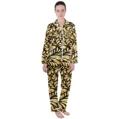 Damask Teardrop Gold Ornament Seamless Pattern Satin Long Sleeve Pyjamas Set by BangZart