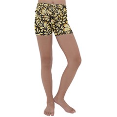 Damask Teardrop Gold Ornament Seamless Pattern Kids  Lightweight Velour Yoga Shorts by BangZart