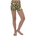 Damask teardrop gold ornament seamless pattern Kids  Lightweight Velour Yoga Shorts View1