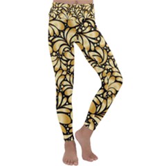 Damask Teardrop Gold Ornament Seamless Pattern Kids  Lightweight Velour Classic Yoga Leggings by BangZart