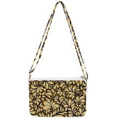 Damask Teardrop Gold Ornament Seamless Pattern Double Gusset Crossbody Bag by BangZart