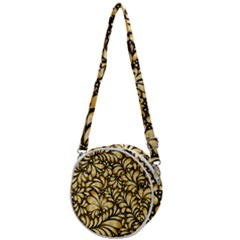 Damask Teardrop Gold Ornament Seamless Pattern Crossbody Circle Bag